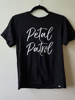 Petal Patrol Graphic Tee - Black with White Script